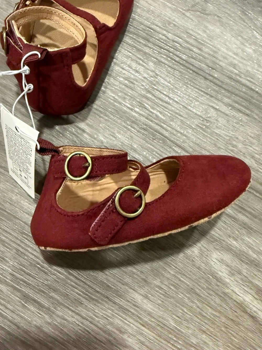 Old Navy Maroon Double Strap Mary Jane Kids Dress Shoes